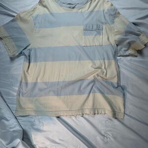 Urban Outfitters Light Blue and Cream Striped Tee